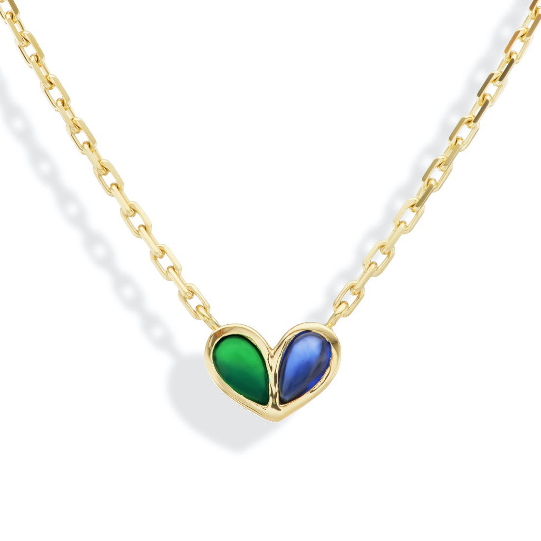 Sweetheart Necklace Tsavorite & Blue Sapphire
