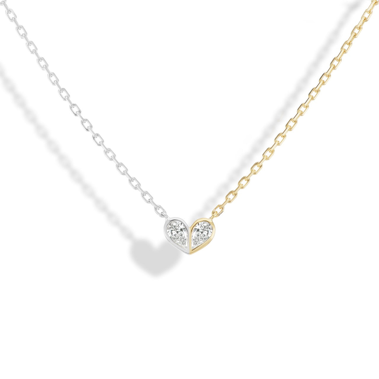 Sweetheart Necklace Two Tone Diamond & Diamond