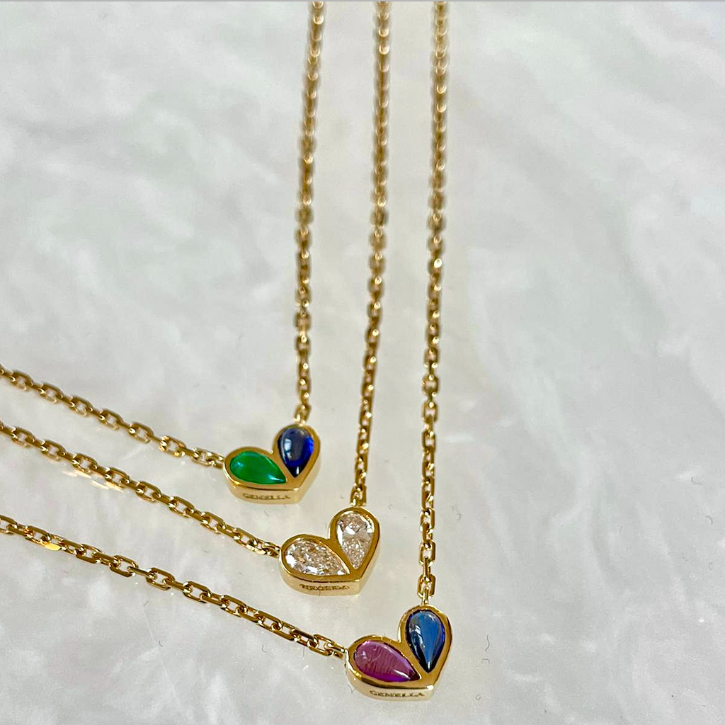 Sweetheart Necklace Two Tone Diamond & Diamond