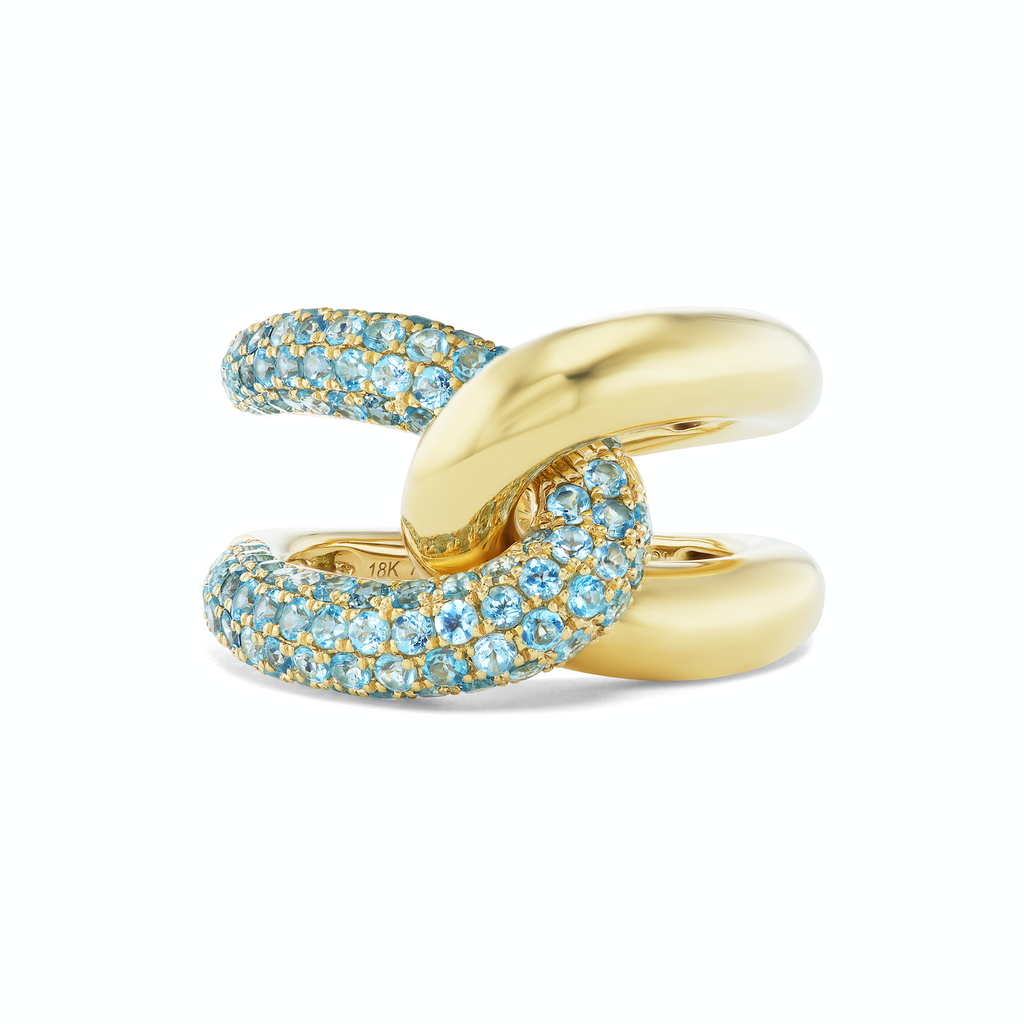 Intertwin Ring 18k Gold & Blue Topaz