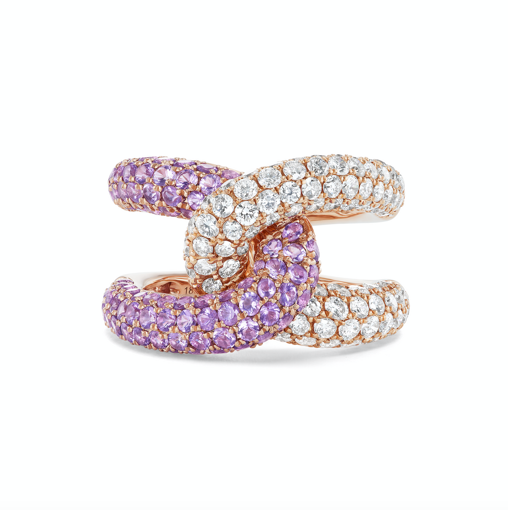 Intertwin Ring Diamond & Purple Amethyst