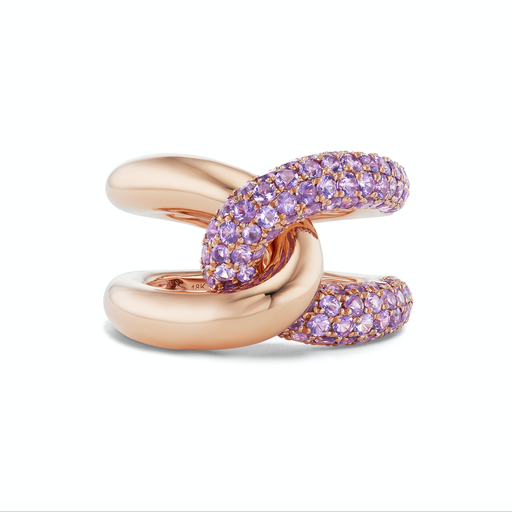 Intertwin Ring 18k Gold & Purple Amethyst
