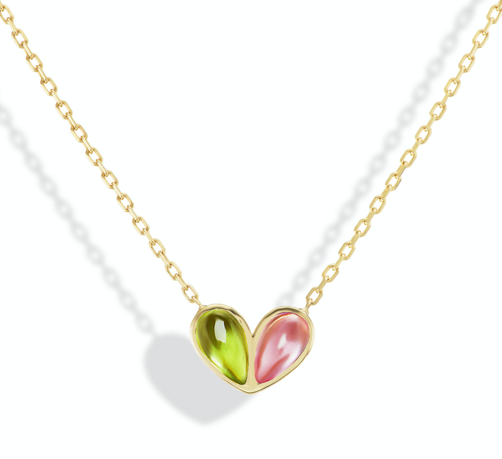 Jumbo Sweetheart Necklace Peridot & Pink Tourmaline