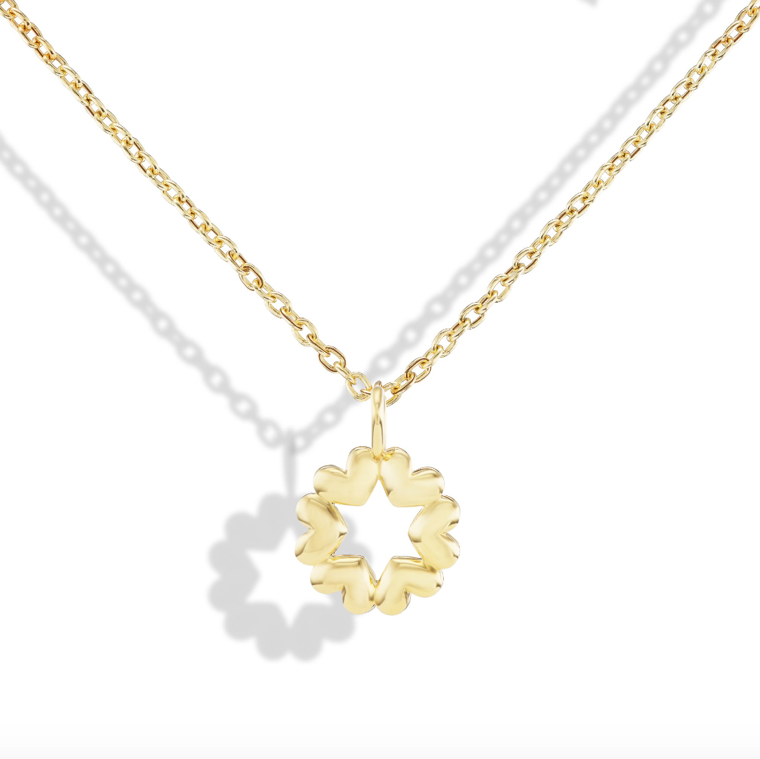 Jewish Star Solid Gold Queen B Pendant