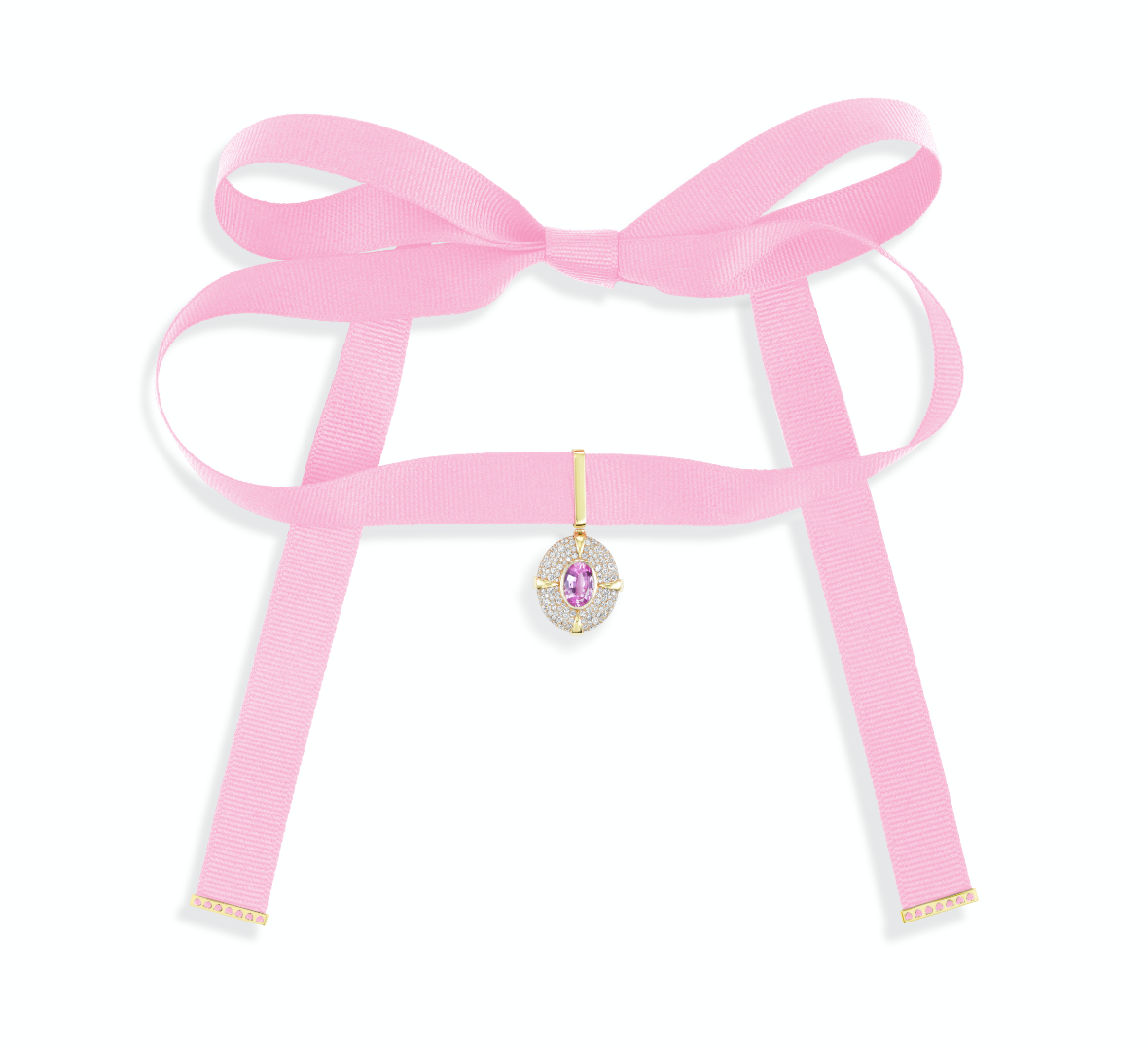 Pink Sapphire Oval On Ribbon