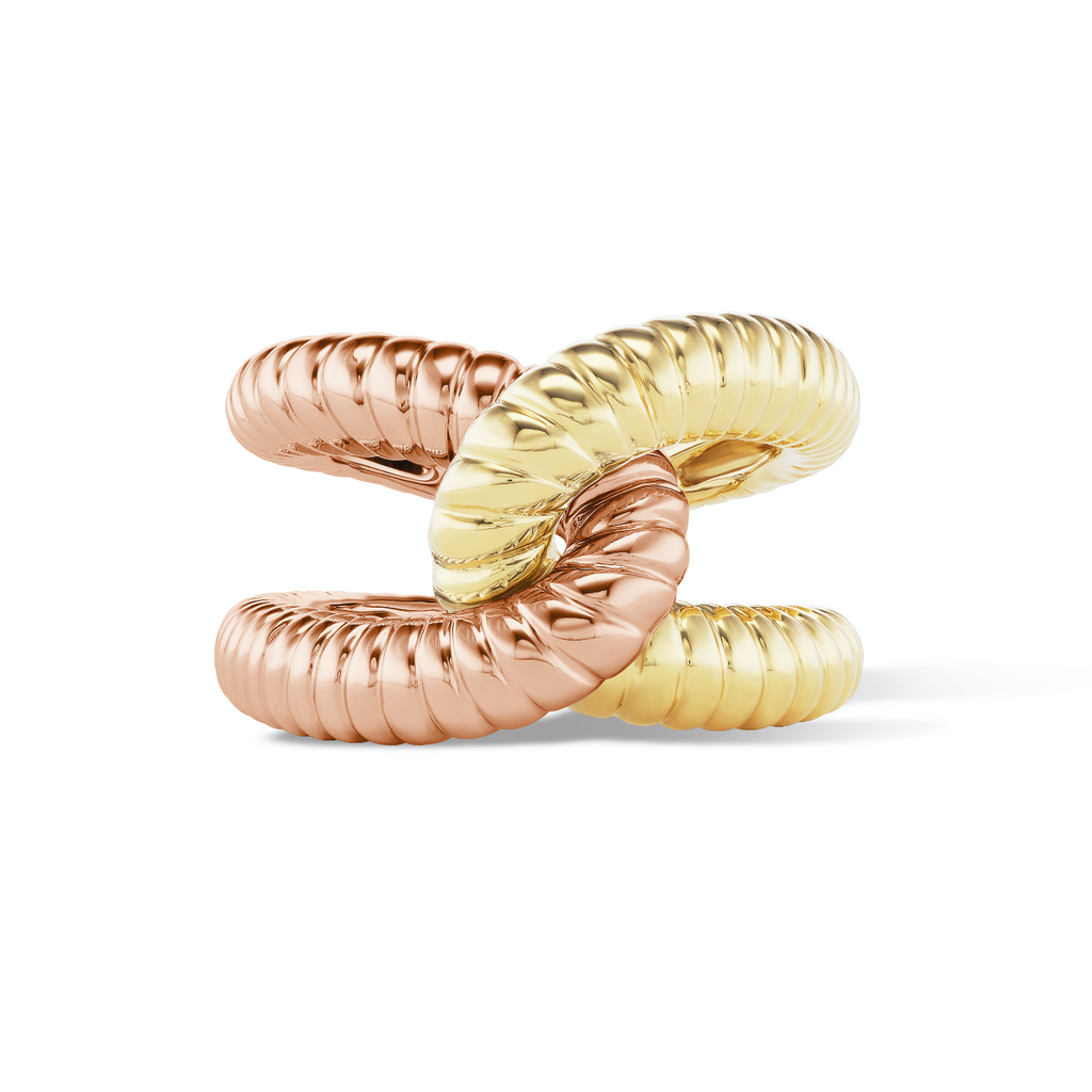 Intertwin Half Ridged 18K Yellow Gold
