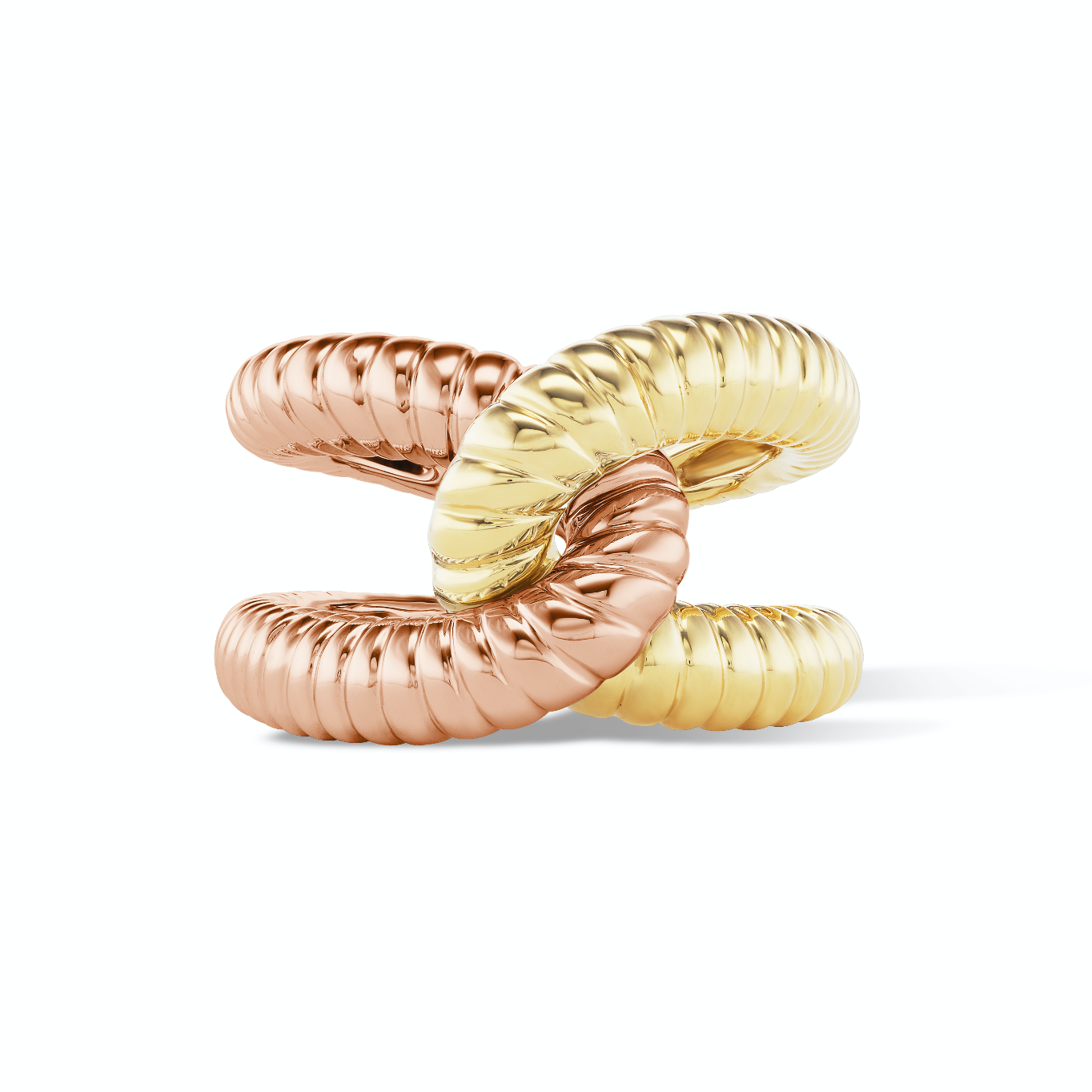 Intertwin Half Ridged 18K Yellow Gold