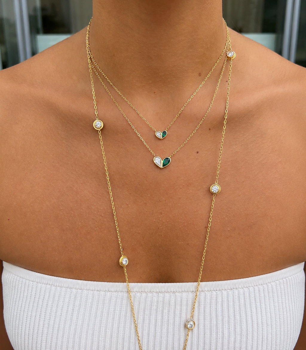 Sweetheart Necklace Diamond & Emerald