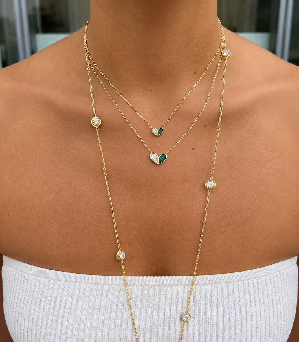 Sweetheart Necklace Diamond & Emerald