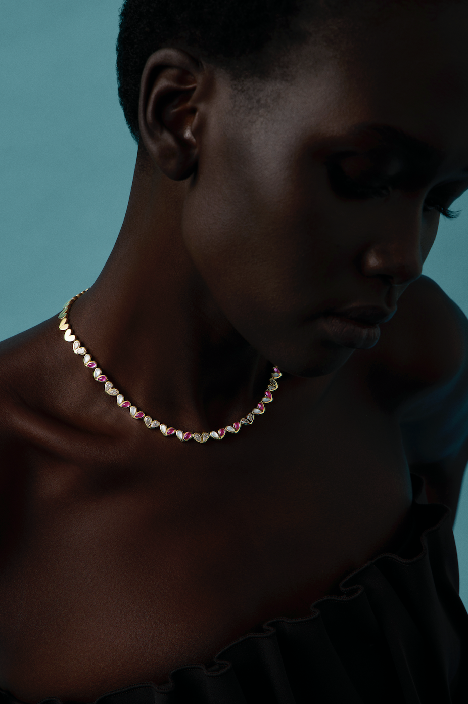 Sweetheart Tennis Necklace Pink Sapphire