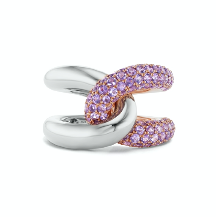 Intertwin Ring 18k Gold & Purple Amethyst