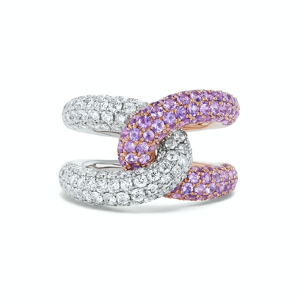 Intertwin Ring Diamond & Purple Amethyst