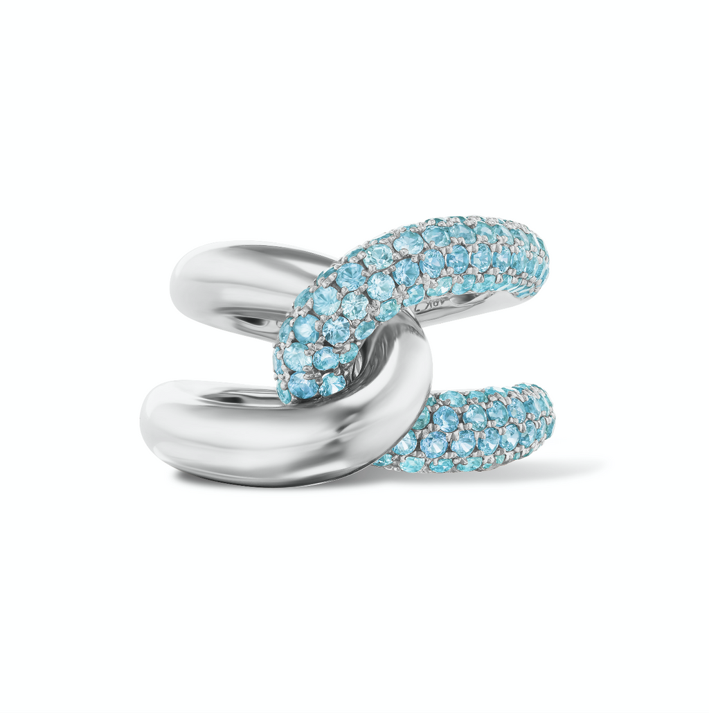 Intertwin Ring 18k Gold & Blue Topaz