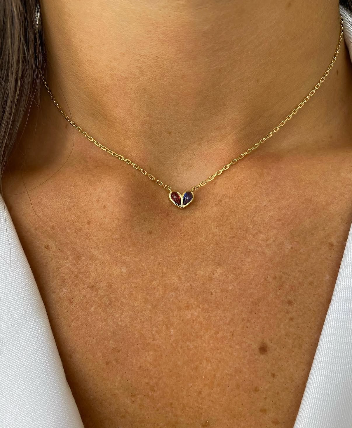 Sweetheart Necklace Garnet & Blue Sapphire