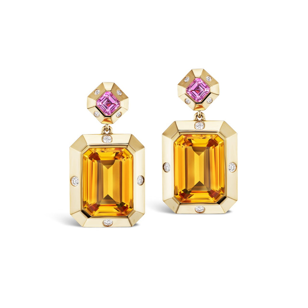 Stella Earrings Pink Sapphire x Citrine