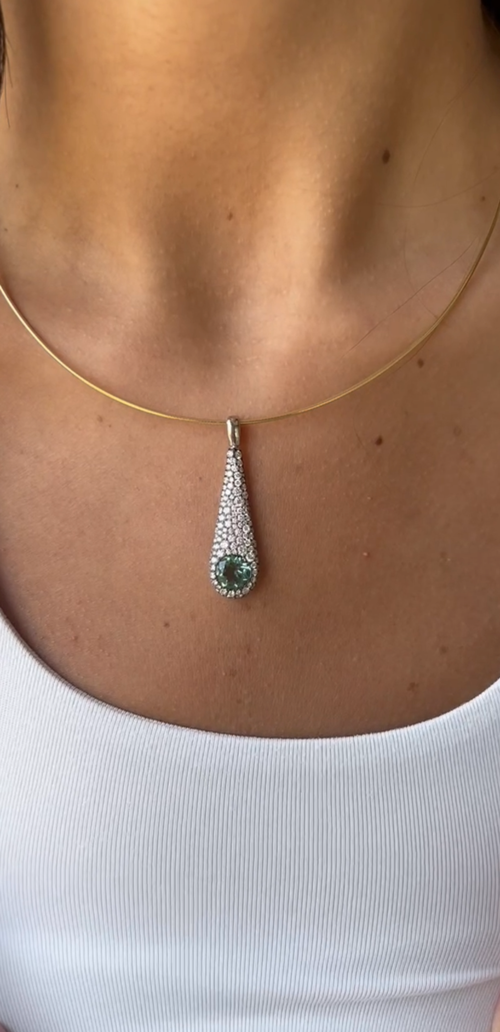 Technicolor Green Tourmaline Pindrop Pendant