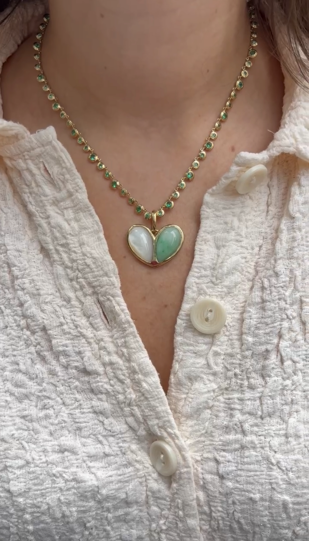 Mega Sweetheart Mother Of Pearl x Jade Pendant