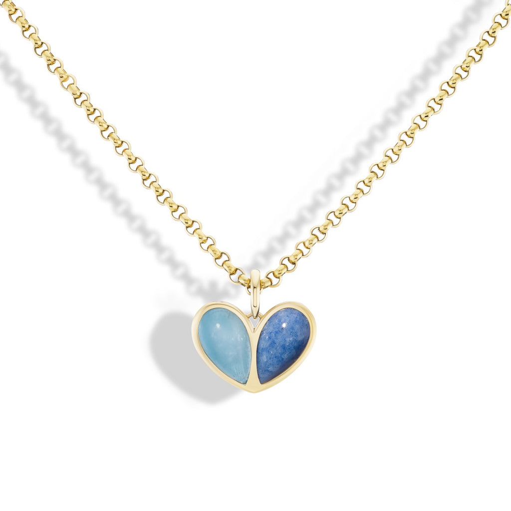 Mega Sweetheart Aquamarine x Spotted Blue Jasper Pendant