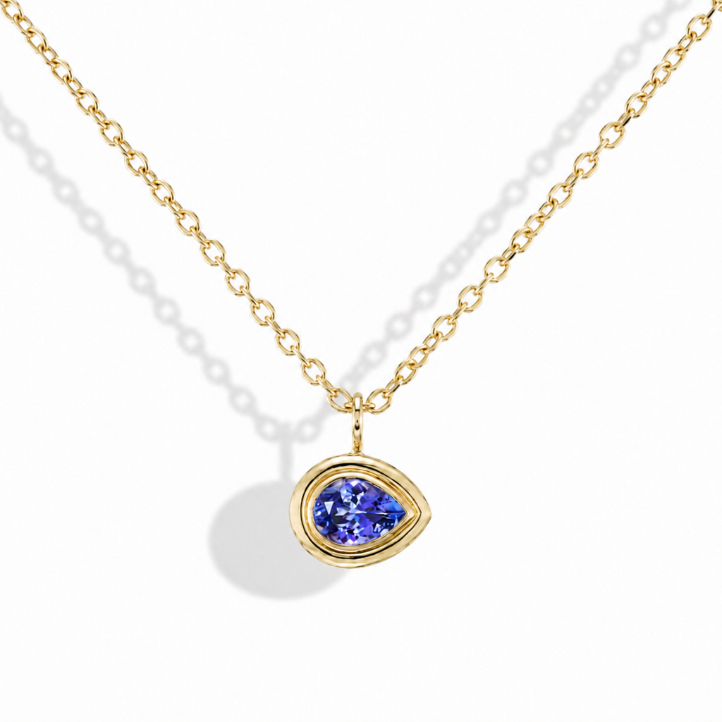 Tanzanite Pear Double Bubble Bezel Pendant