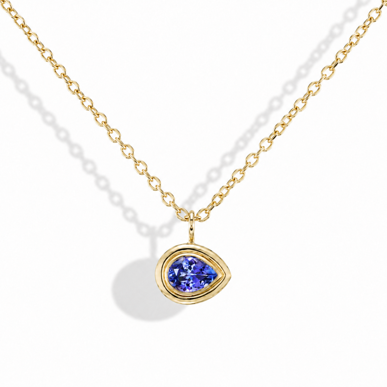 Tanzanite Pear Double Bubble Bezel Pendant