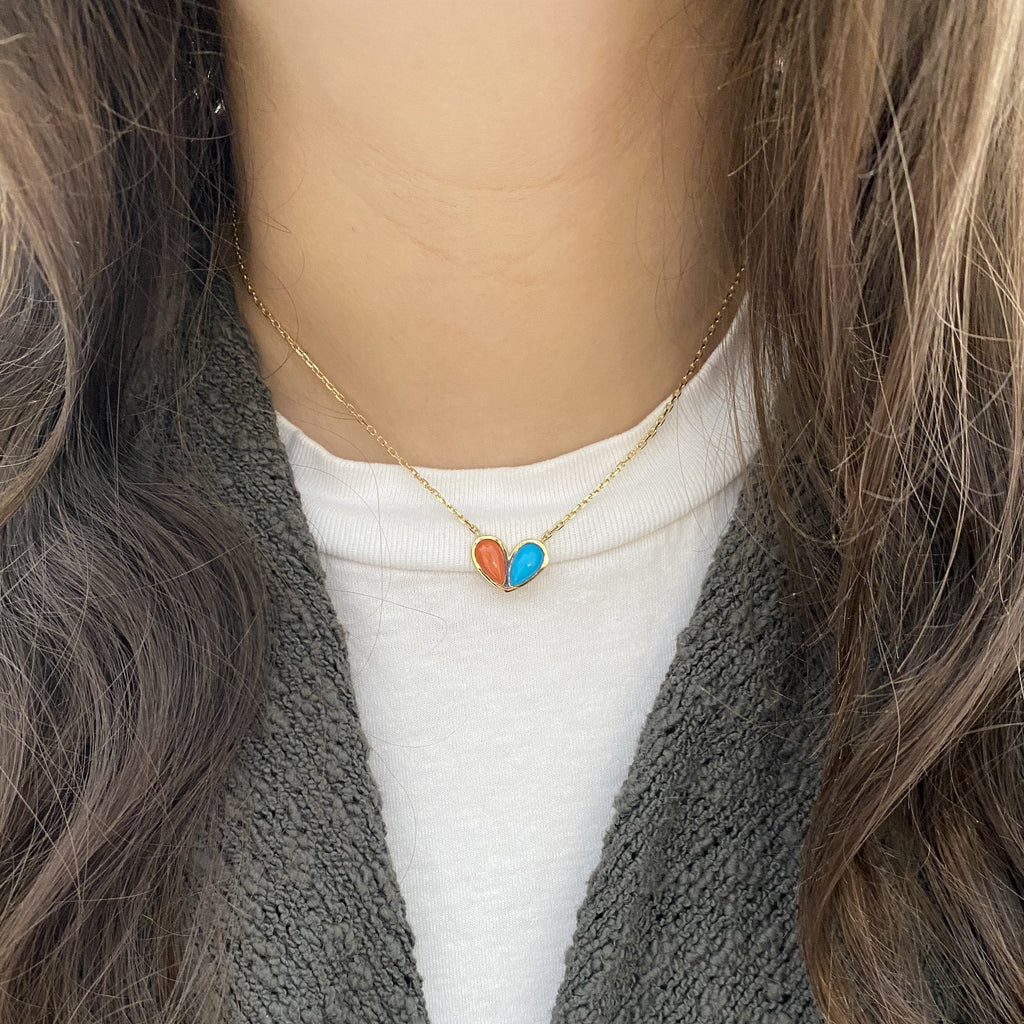 Jumbo Sweetheart Necklace Milky Aquamarine x Amazonite