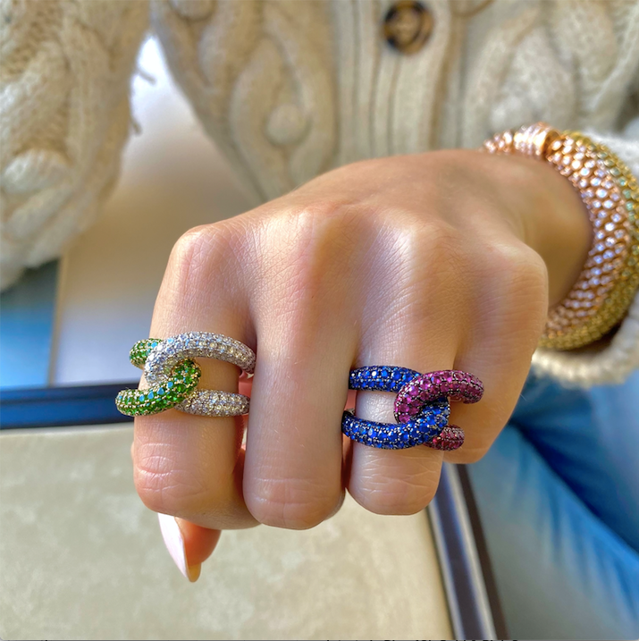 Intertwin Ring Diamond & Tsavorite
