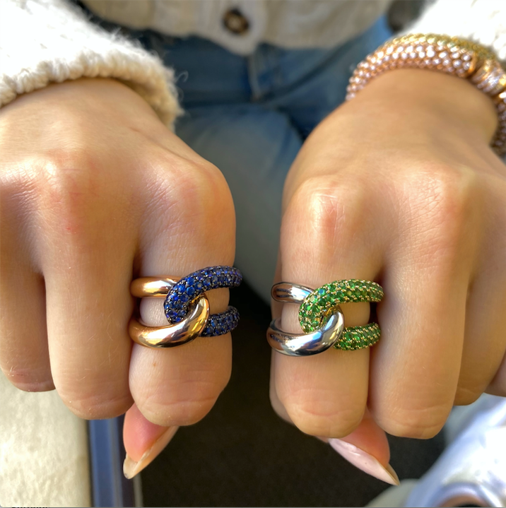 Intertwin Ring 18k Gold & Tsavorite