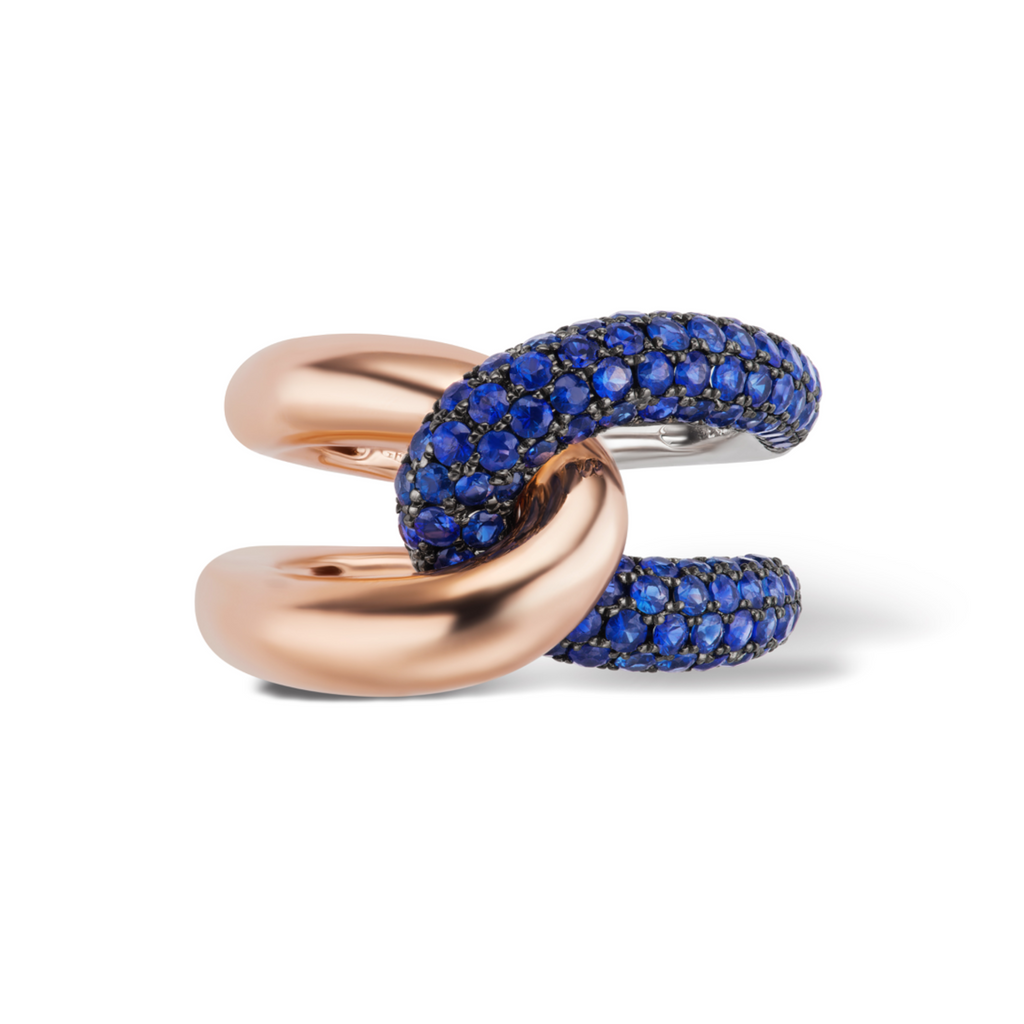 Intertwin Ring 18k Gold & Blue Sapphire