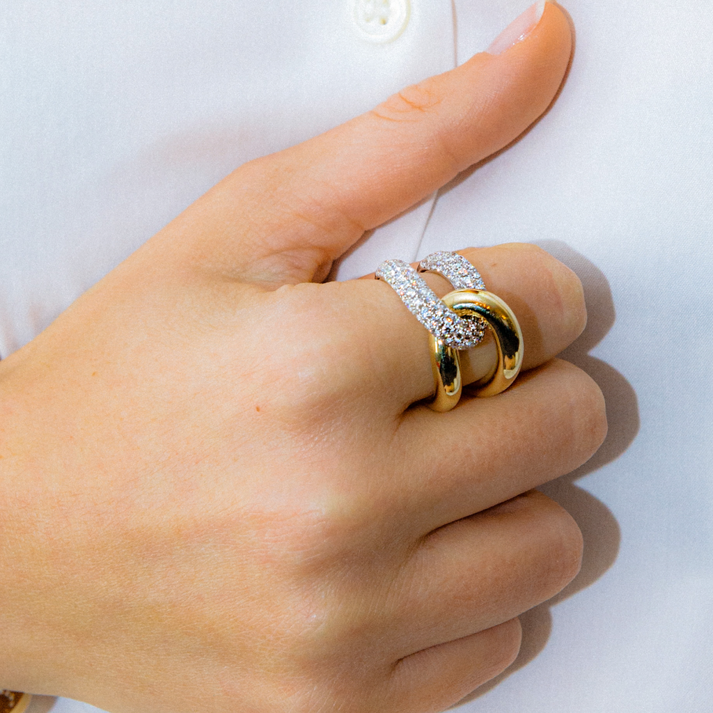 Intertwin Ring Diamond & Diamond