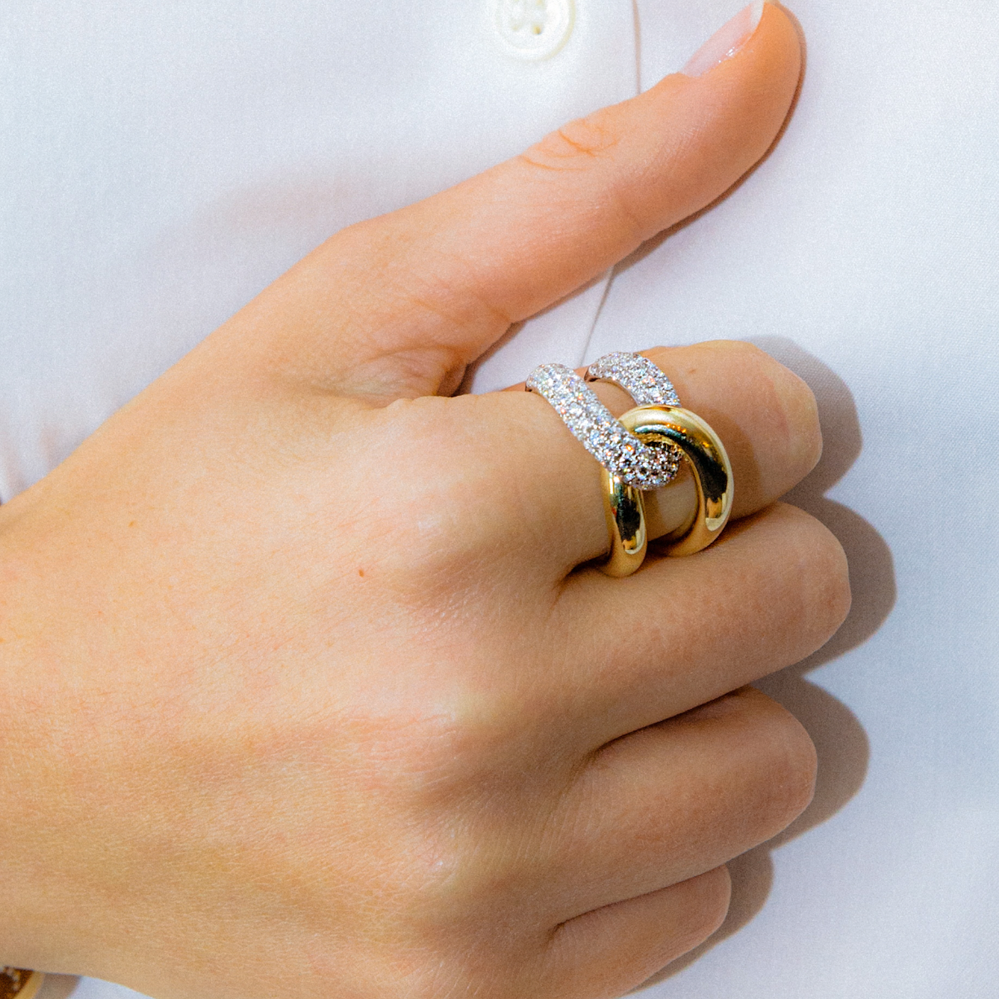Intertwin Ring Diamond & Diamond