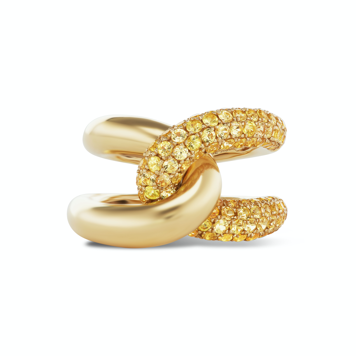 Intertwin Ring 18k Gold & Yellow Sapphire