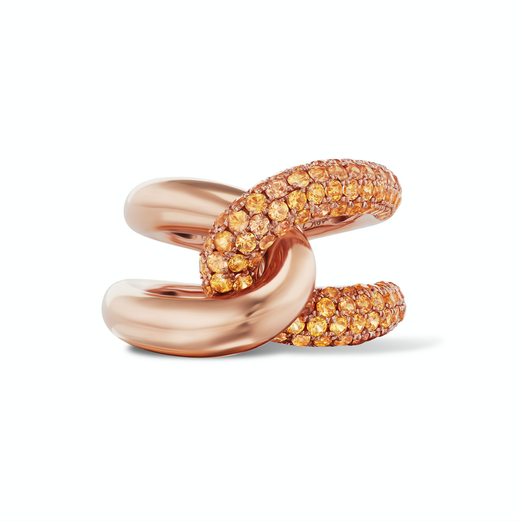 Intertwin Ring 18k Gold & Orange Sapphire