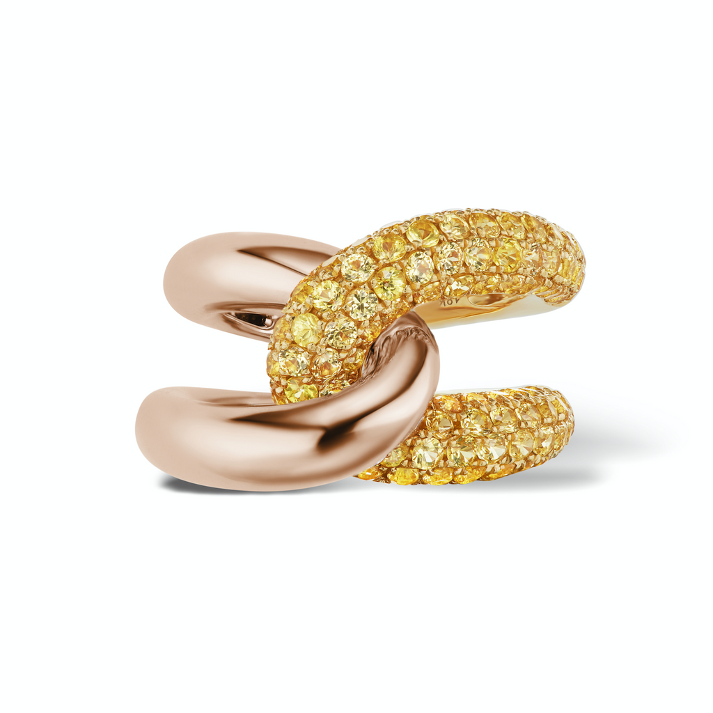 Intertwin Ring 18k Gold & Yellow Sapphire
