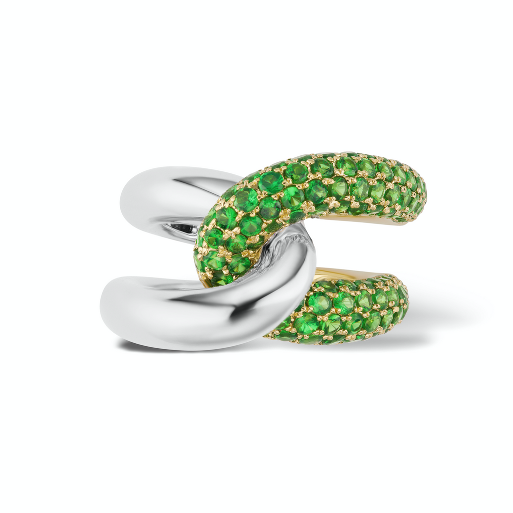 Intertwin Ring 18k Gold & Tsavorite