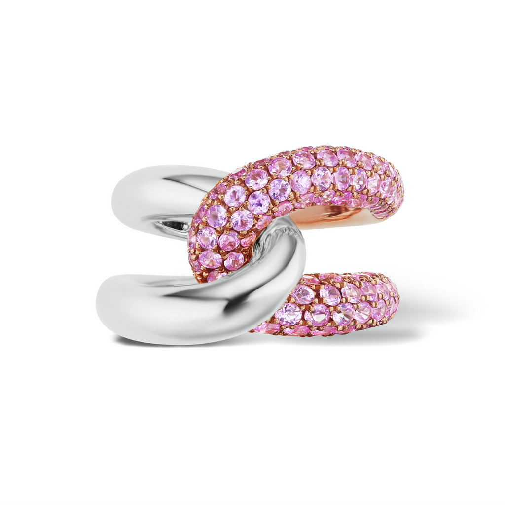 Intertwin Ring 18k Gold & Pink Sapphire