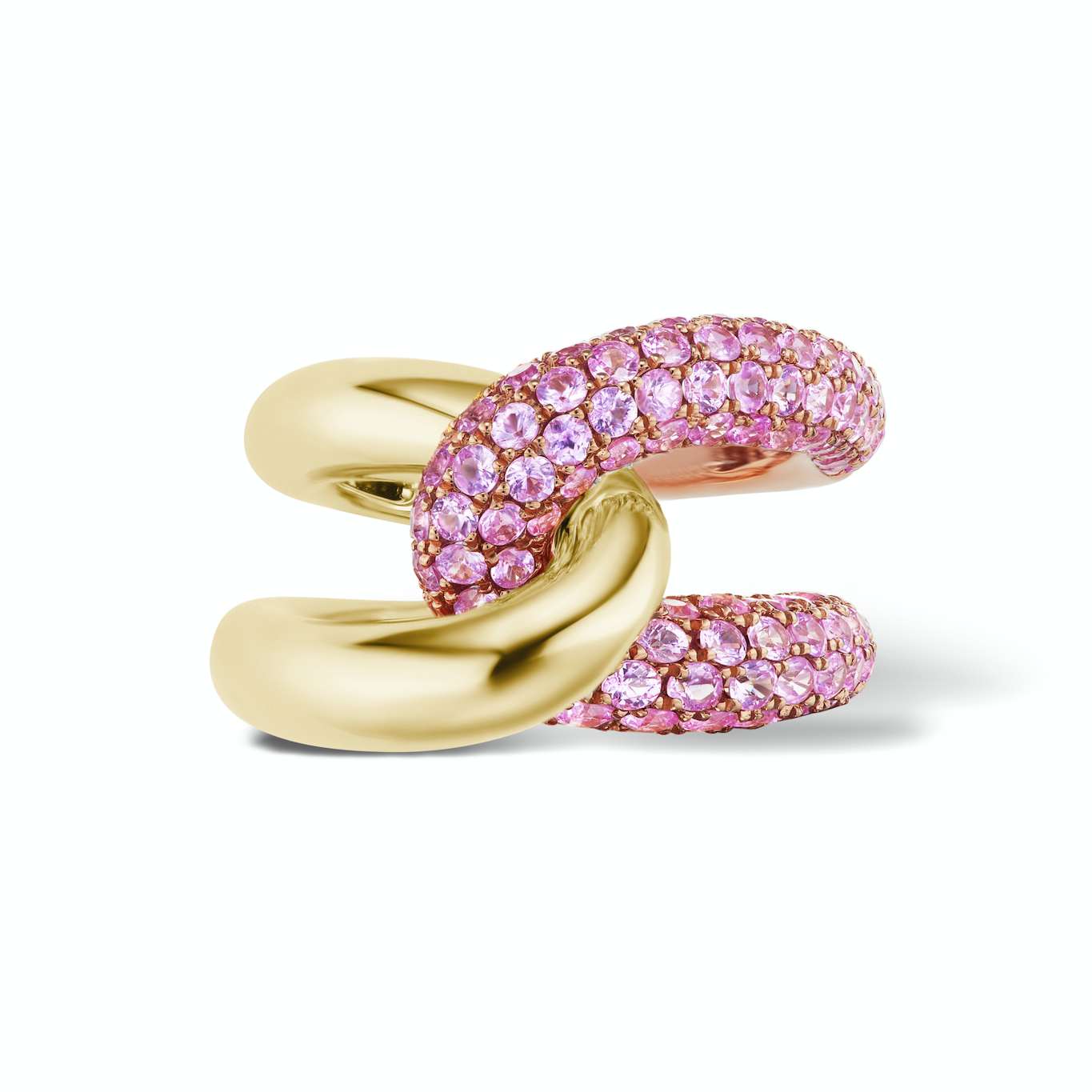 Intertwin Ring 18k Gold & Pink Sapphire
