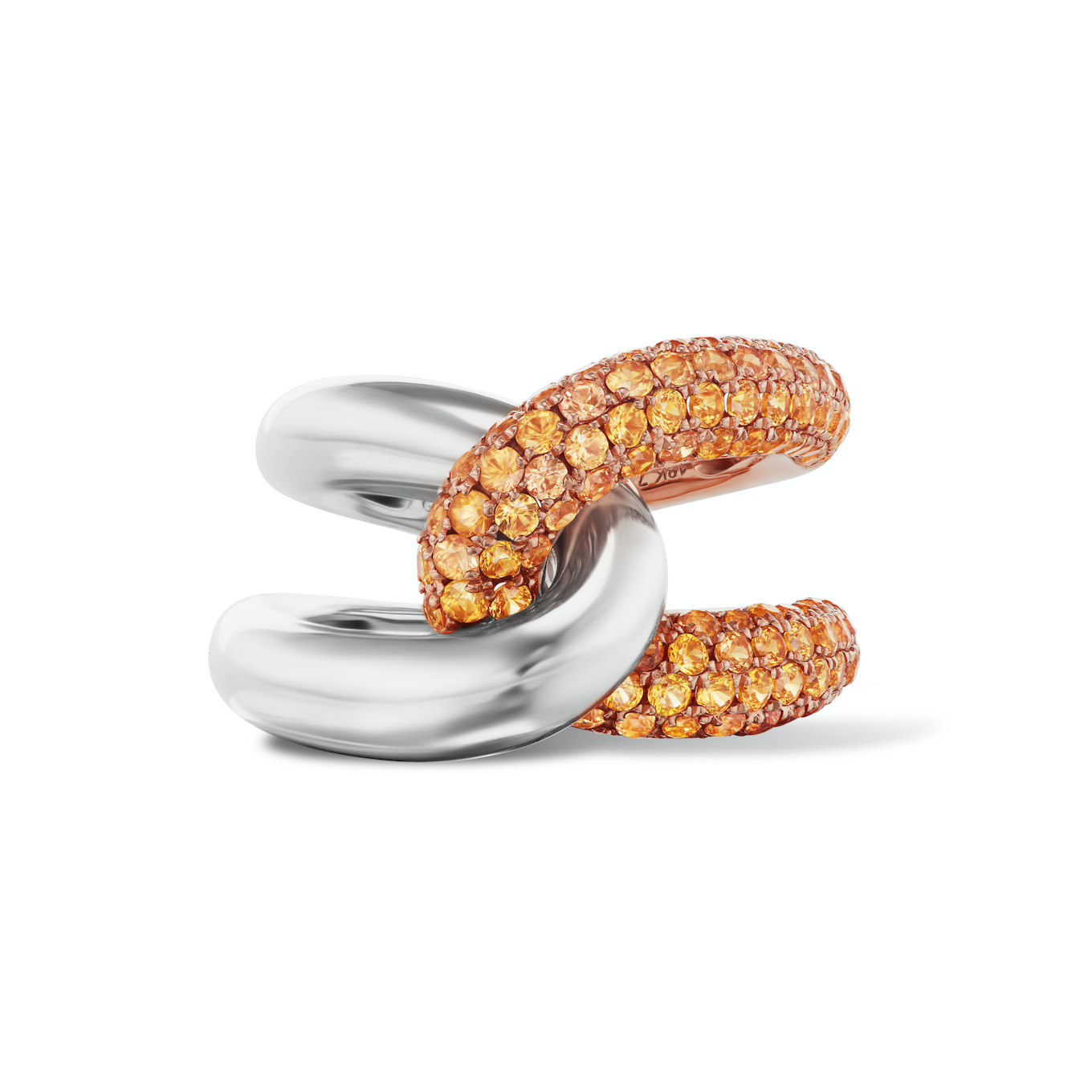 Intertwin Ring 18k Gold & Orange Sapphire