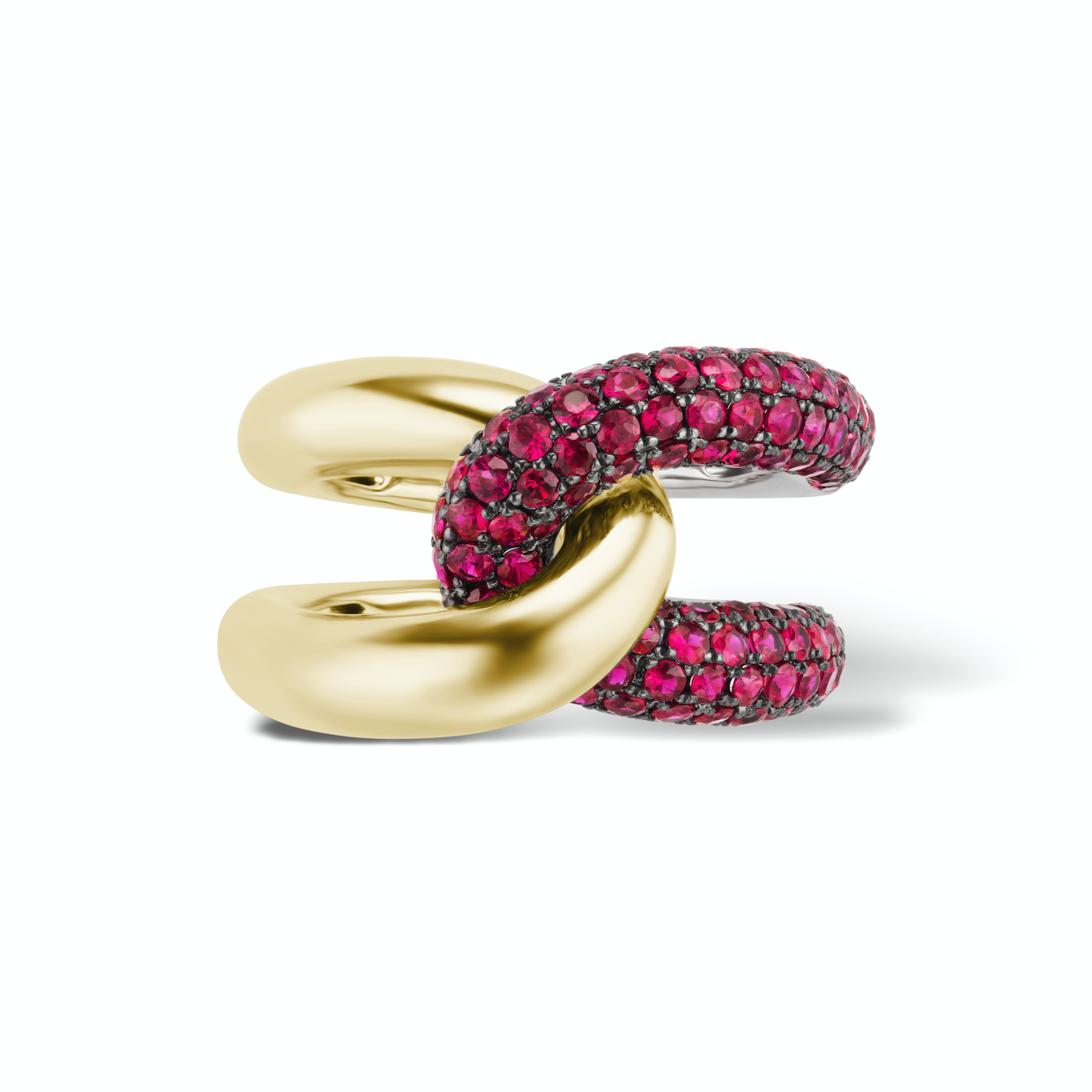 Intertwin Ring 18k Gold & Ruby