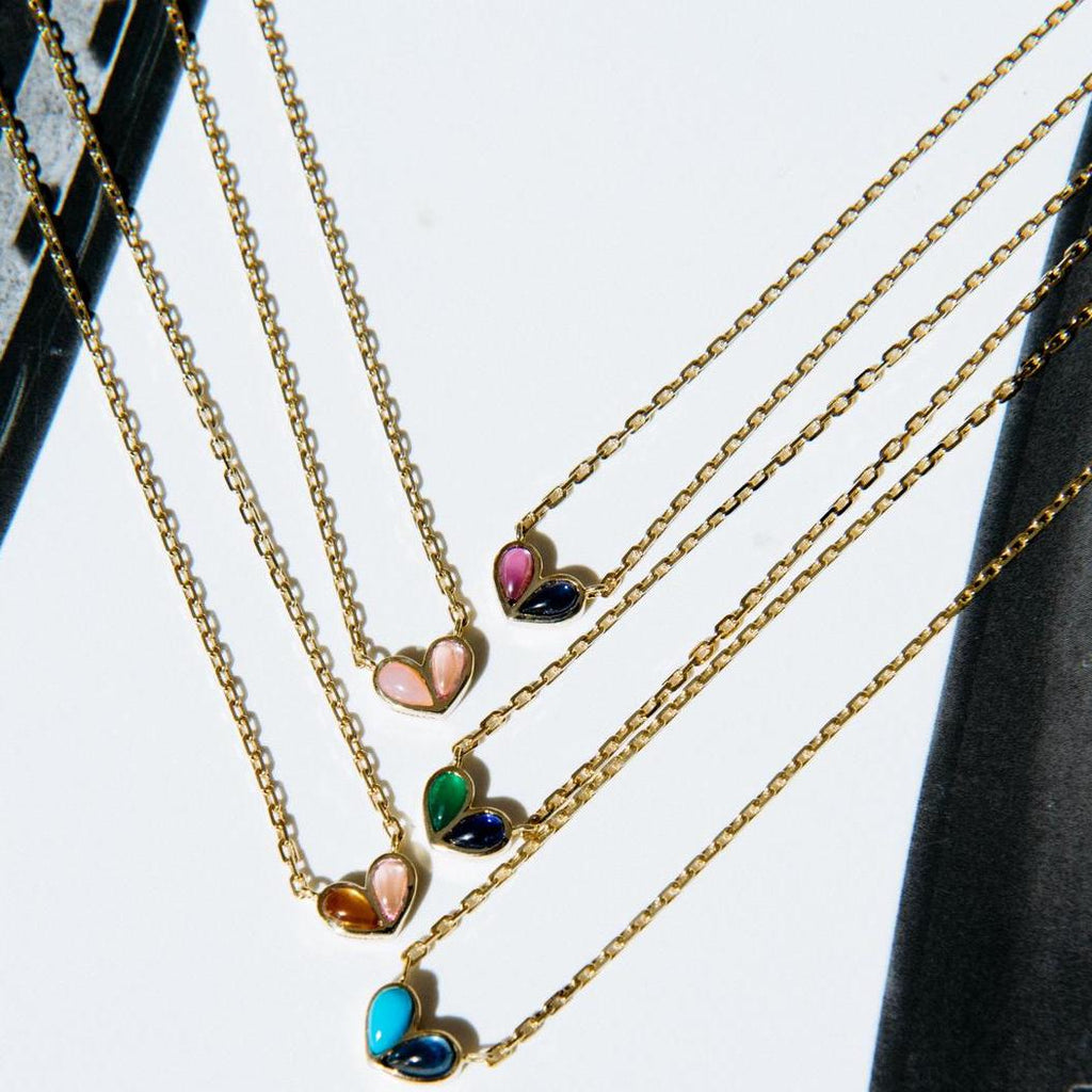 Sweetheart Necklace Blue Sapphire & Turquoise